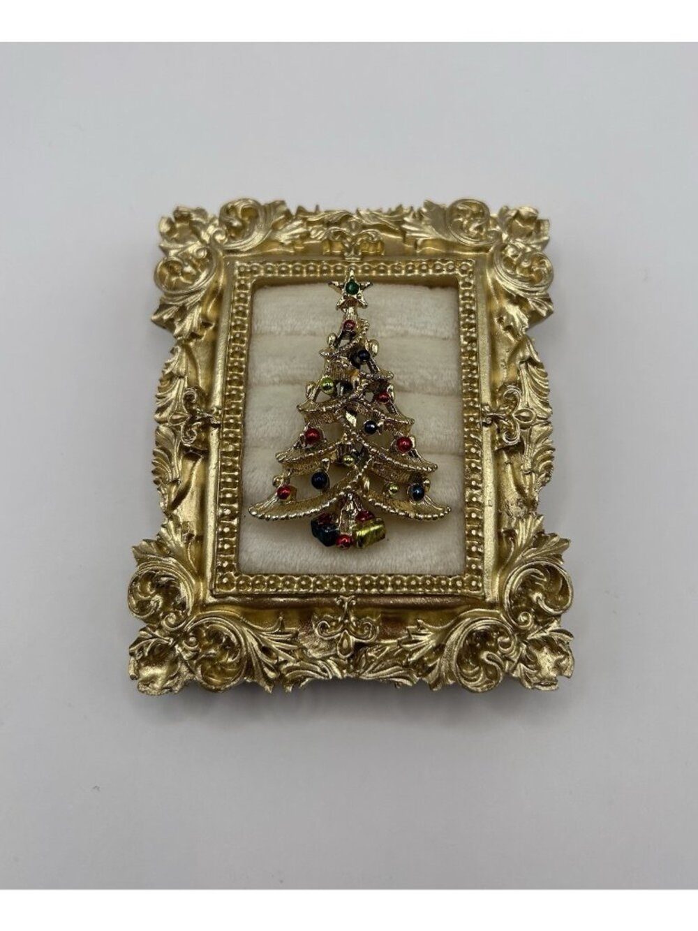 Vtg Steven Marc Christmas Tree Gold Tone Brooch Pin Enamel and Rhinestone 1987 - Picture 2 of 6